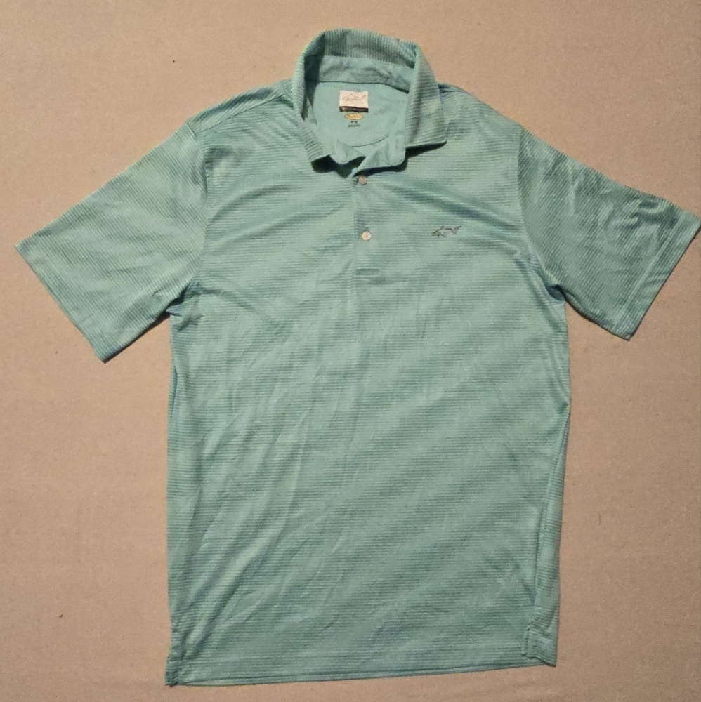 Greg Norman Teal Striped Polo